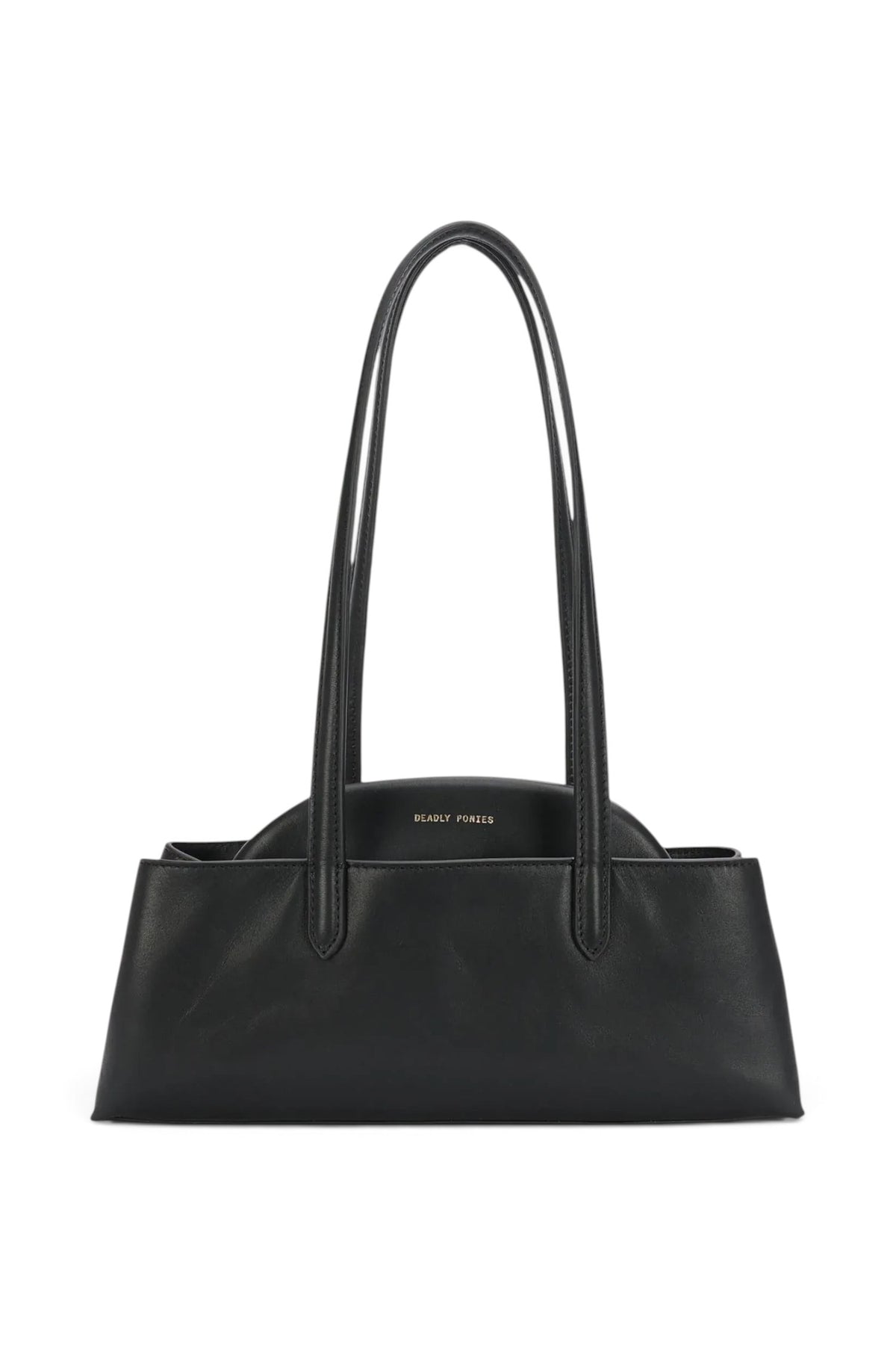 ELSHAM BOUTIQUE black calf nappa leather Mini Vault Tote with brass hardware and dual fixed top handles.