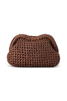 ELSHAM BOUTIQUE Taylor bronze metallic crochet clutch with a structured frame closure and elegant evening design.
